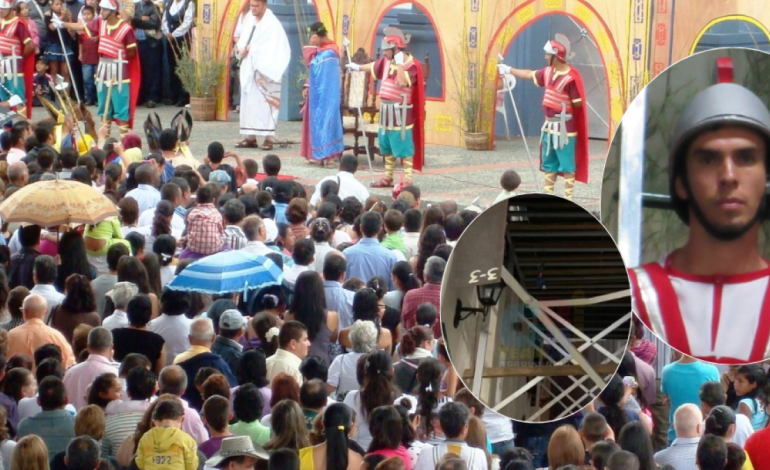 El actor muere que golpeó su cabeza cuando cayó como estructura cuando practicó para una Semana Santa en la Iglesia de Filandia
