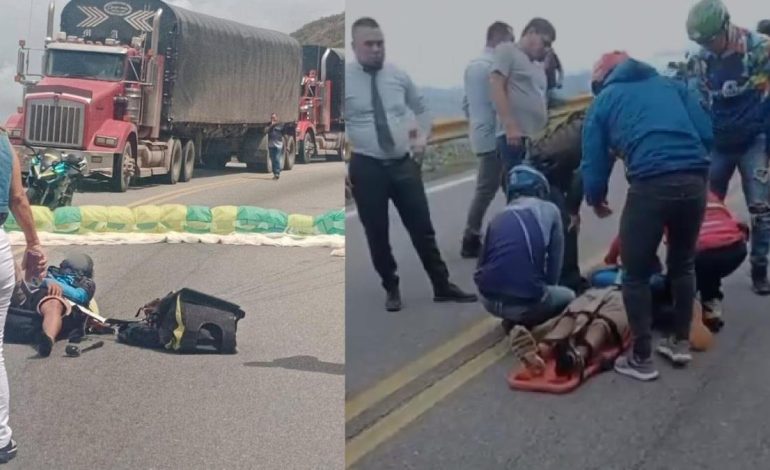 Un turista extranjero y un papel paralelo cayeron en el caso de una emergencia en la carretera nacional en el Cañón de Chicamocha