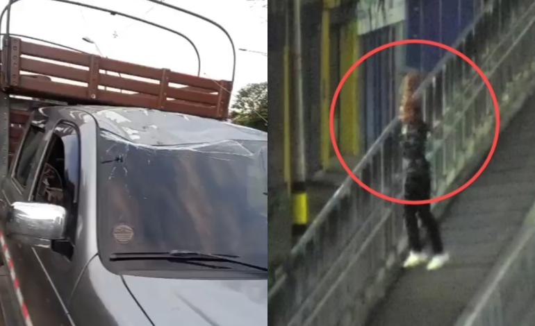 Capturaron a la persona responsable de arrojar una gran roca a un auto en movimiento desde el puente en Medellín.

 – Primer plano