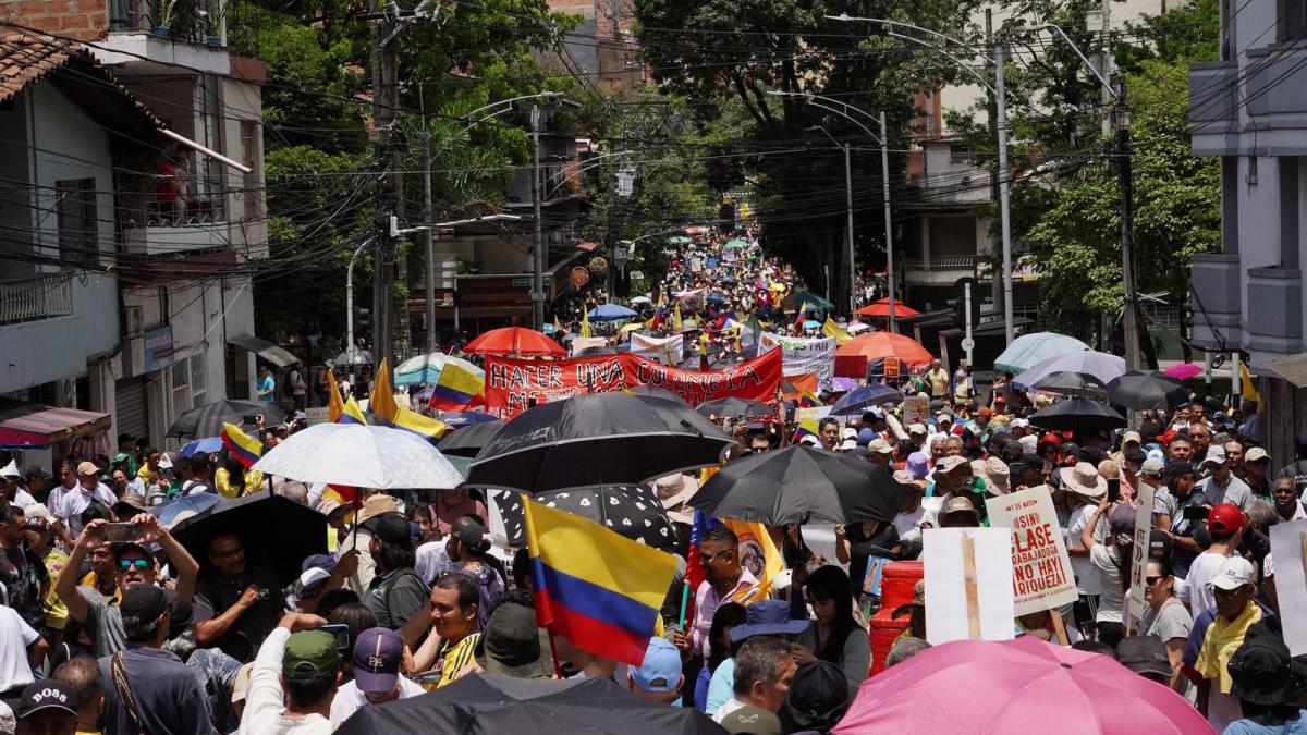 Viaje y cierre de la movilización del Día del Trabajo en Antioquia