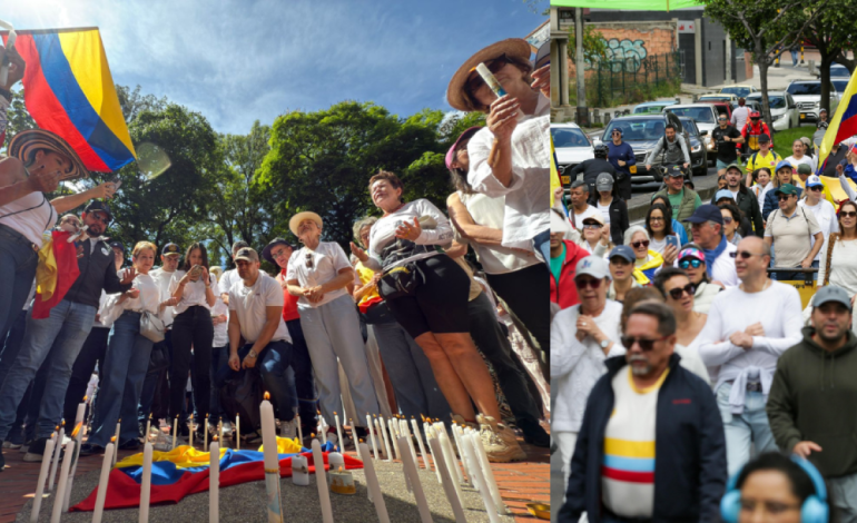 Marches y Vellatón en la Clínica Santa Fe en Bogotá y otras áreas del país después de un ataque contra Miguel Uribe
– Primer plano