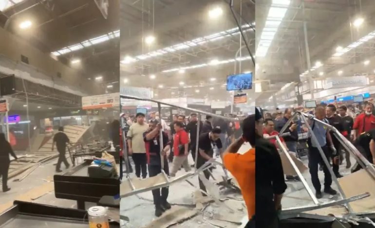 Caer en el techo de un supermercado genera caos y dejando varios heridos
– Primer plano