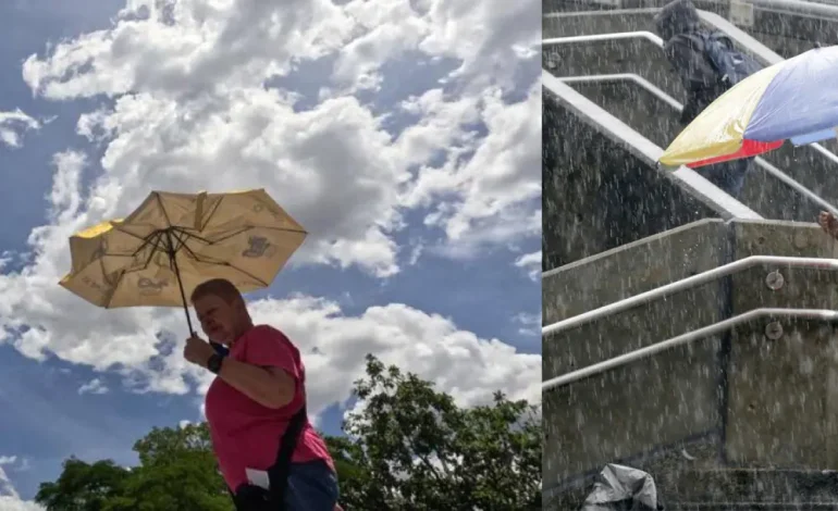 Aguaseros todavía está cayendo a mediados de los días soleados

 – Primer plano