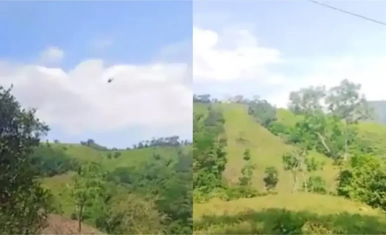 Este es el momento en que el helicóptero policial en las zonas rurales en Amalfi, Antioquia

 – Primer plano