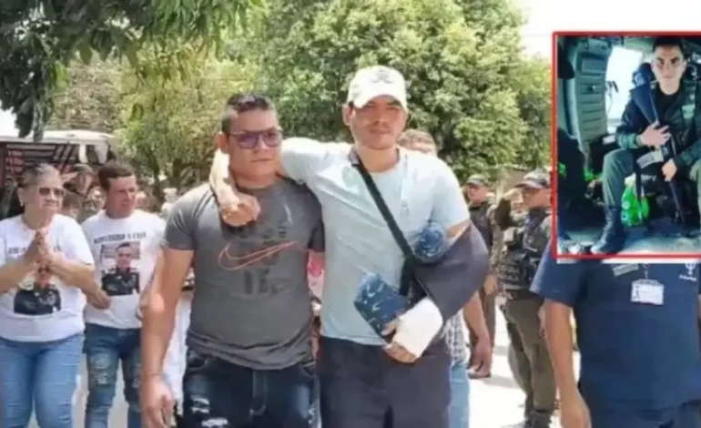 El patrullero sobreviviente habla sobre el «milagro» que lo salvó en un ataque contra un helicóptero policial en Amalfi, Antioquia
– Primer plano