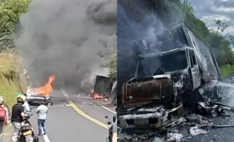 El conductor del automóvil murió calculado después de un fuerte choque con el camión en la carretera, que conecta a Pereira con Quindio y el Valle de Cauca

 – Primer plano