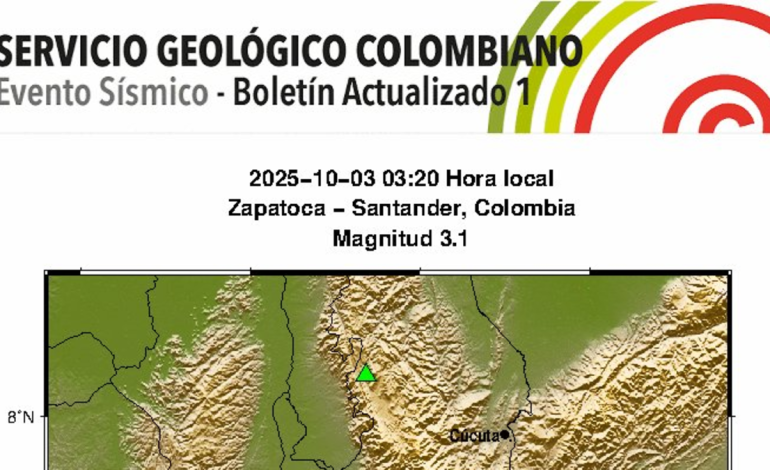 Tedoy Tody en Colombia informa un nuevo terremoto al amanecer el 3 de octubre; epicentro, tamaño y profundidad

 – Primer plano