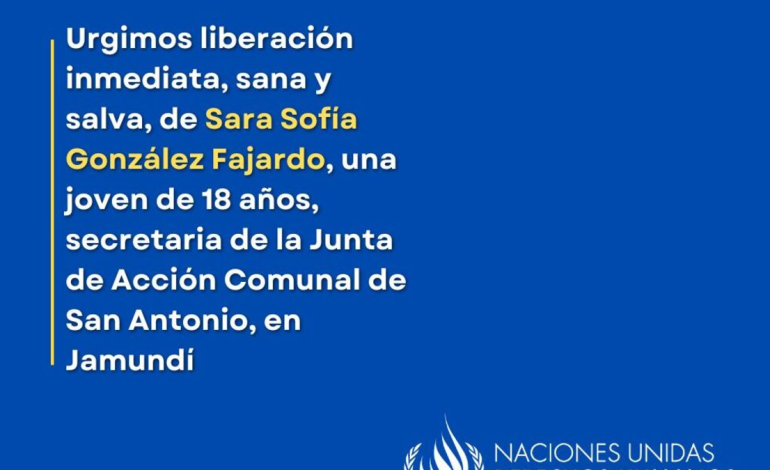 Los derechos humanos de la ONU, Colombia, condenó el secuestro del líder campesino y miembro de JAC en la zona de la aldea de Jamundí en Valle; Cuervos para liberarlo

 – Primer plano