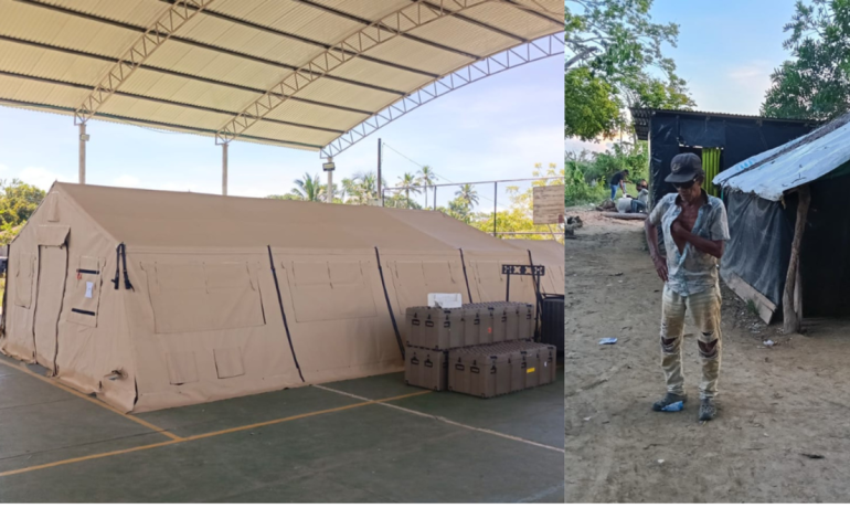 El director Ungrd se reunió desde una tienda de campaña con aire acondicionado, mientras las víctimas vivían en refugios en medio del agua.
– Primer plano