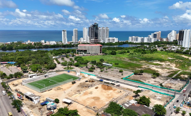 Las obras del megapolideportivo Chambacú tienen un avance del 51%.

 – Primer plano