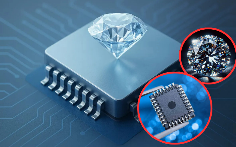 Los ingenieros utilizan diamantes en chips para reducir el sobrecalentamiento de los datos
 – Primer plano