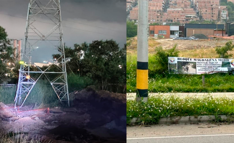 Torre de energía de EPM en Bello atacada con explosivos
 – Primer plano
