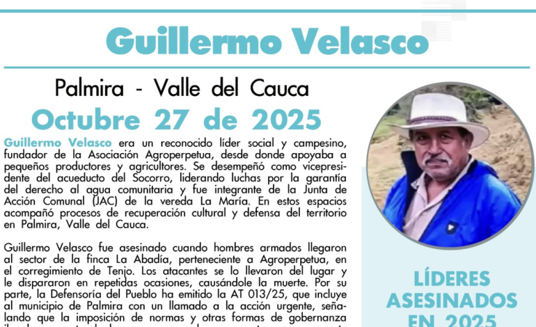 Este año, 3 líderes fueron asesinados mientras luchaban por su territorio y agua en la misma zona rural del Valle: ¿qué hay detrás?

 – Primer plano