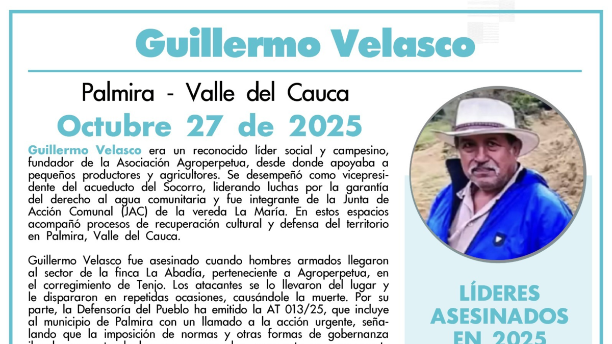 Este año, 3 líderes fueron asesinados mientras luchaban por su territorio y agua en la misma zona rural del Valle: ¿qué hay detrás?

 – Primer plano