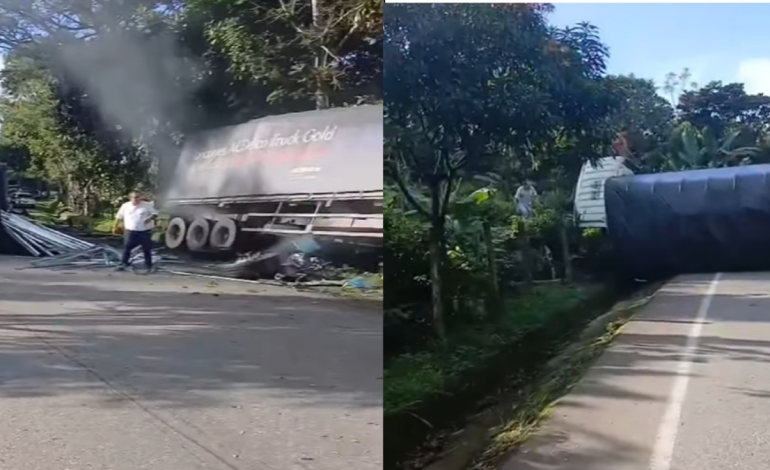 Dos camiones chocaron y provocaron un vuelco, el corredor está completamente cerrado

 – Primer plano