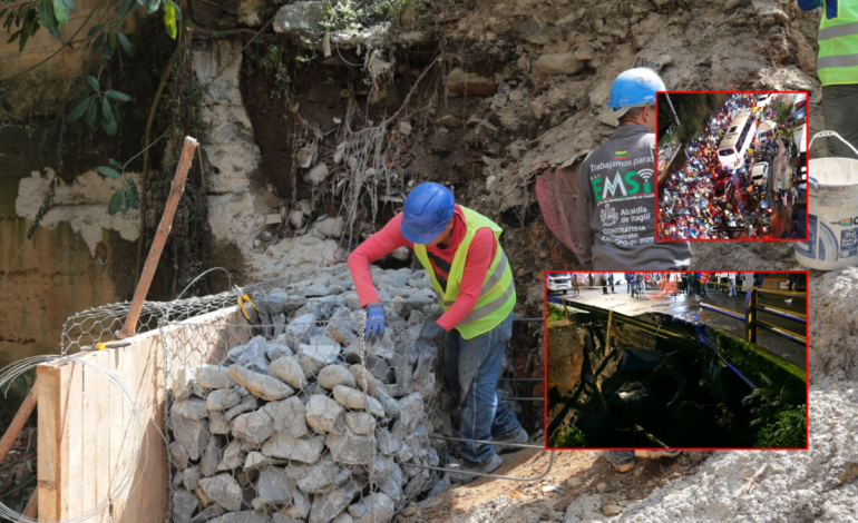 Tras el caos vehicular en el ingreso a San Antonio de Prado (Medellín) provocado por el derrumbe parcial del puente de La Limona, la intervención está casi lista

 – Primer plano