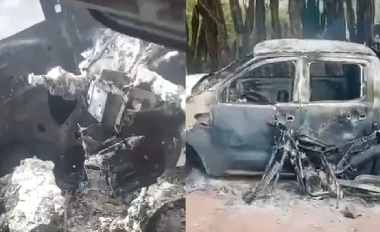 Sus vehículos fueron quemados durante el ataque.

 – Primer plano