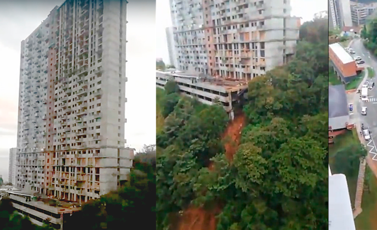 Alarma en Sabaneta (Antioquia) por deslave en una montaña donde se ubica un proyecto habitacional: temen que se derrumbe

 – Primer plano