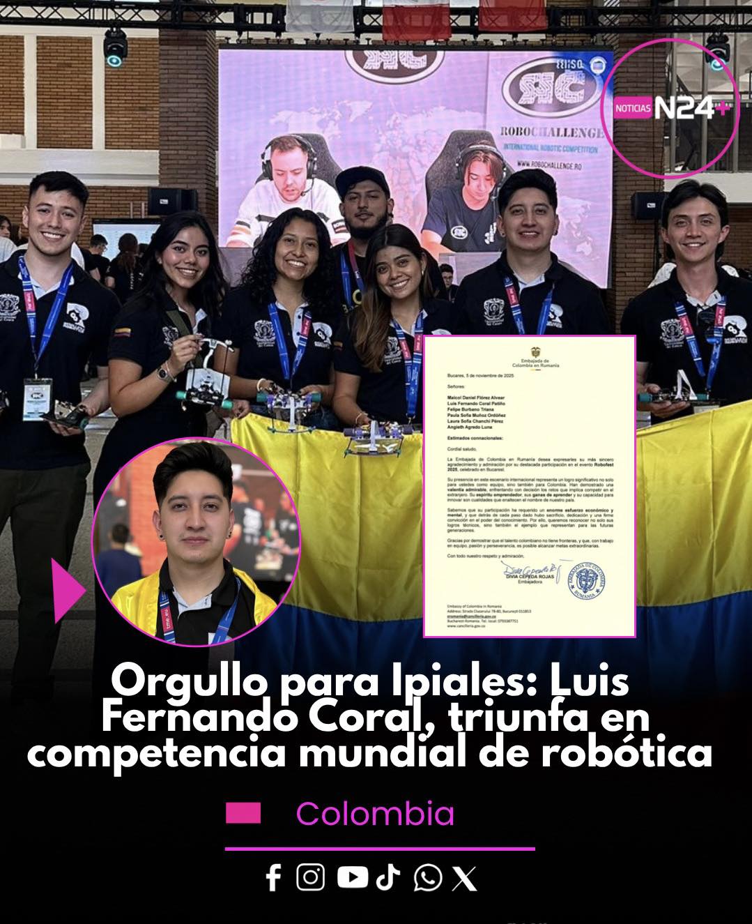 Ipialeño triunfa en el Mundial de Robótica de Rumanía

 – Primer plano