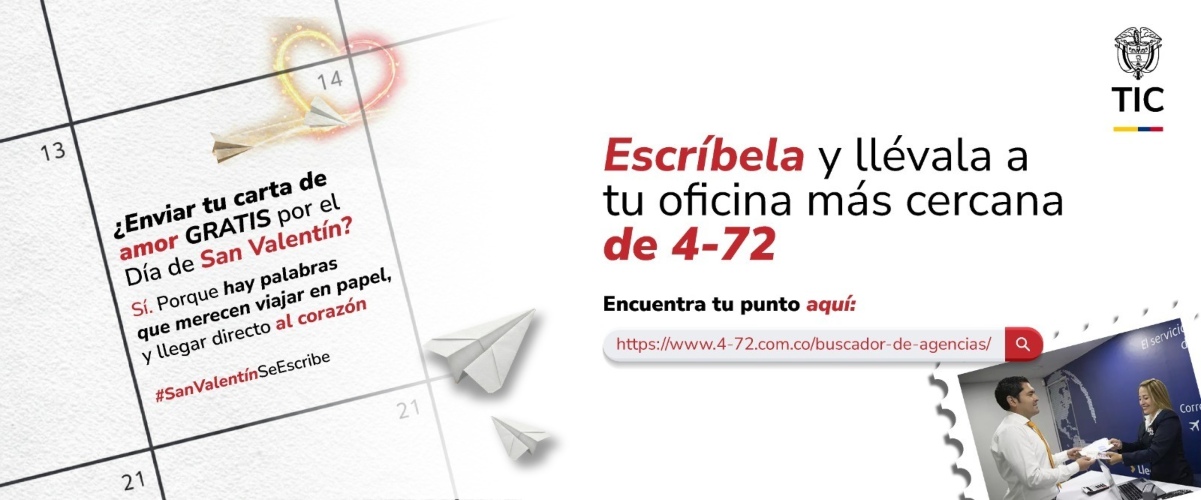 Vuelve a escribir cartas de amor y envíalas gratis este San Valentín, gracias al Ministerio TIC y al 4-72

 – Primer plano