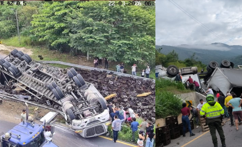 Un tractor volcó en la vía Girardot-Bogotá, a la salida del túnel Sumapaz: fuertes embotellamientos

 – Primer plano