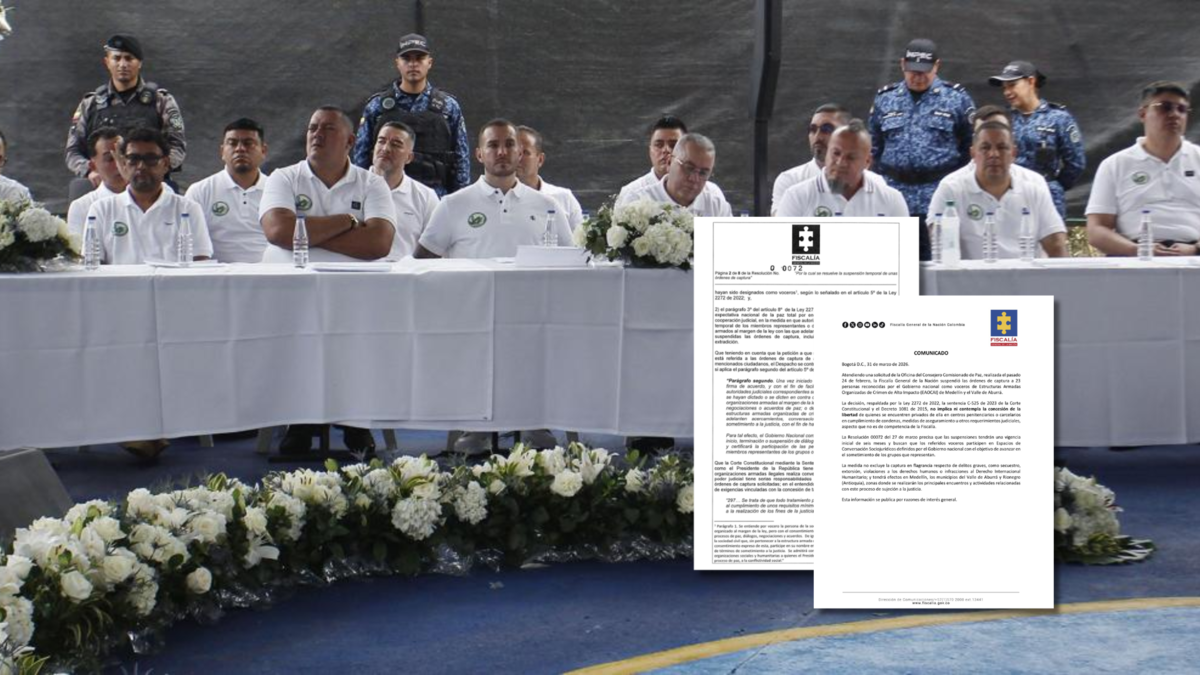 Fiscalía y Alta Comisionada para la Paz aclaran consecuencias de suspender órdenes de aprehensión contra 23 capos de la Mesa Municipal de Paz de Itagüí

 – Primer plano