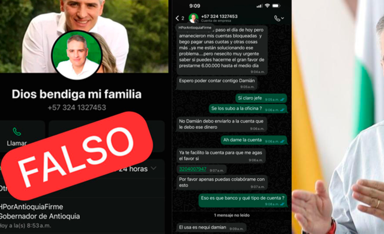 Intentan estafar vía WhatsApp en Antioqui

 – Primer plano